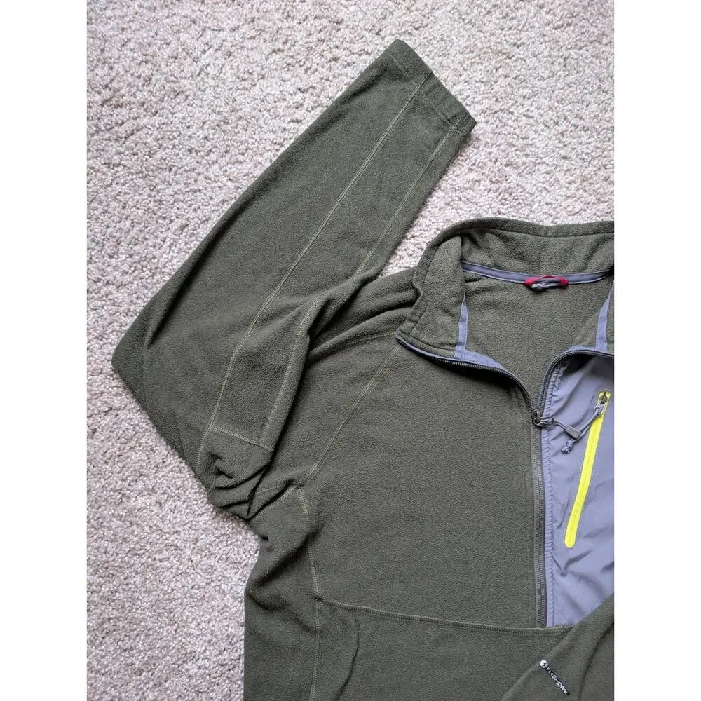 The North Face Men's 1/4 Zip Fleece Pullover Green Gray FlashDry Outdoor Hiking